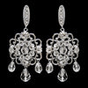 Antique Rhodium Silver Clear Swarovski Crystal Bead & Rhinestone Bridal Wedding Earrings 9863