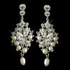 Antique Rhodium Silver Clear Rhinestone & Freshwater Pearl Accent Bridal Wedding Earrings 9865