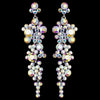 Silver AB Rhinestone Round Dangle Bridal Wedding Earrings 9889