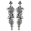Silver Smoke Rhinestone Round Dangle Bridal Wedding Earrings 9889