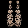 Rose Gold Peach Rhinestone Dangle Bridal Wedding Earrings 9890