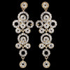 Gold Clear Rhinestone Round Circle Dangle Bridal Wedding Earrings 9892