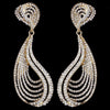 Gold Clear Rhinestone Dangle Bridal Wedding Earrings 9893
