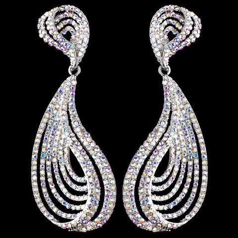 Rhodium AB Rhinestone Dangle Bridal Wedding Earrings 9893