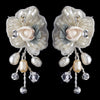Gold Rum Freshwater Pearl, Swarovski Crystal, Rhinestone, Bead, Porcelain Rose Bridal Wedding Jewelry Set 9901 9904