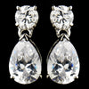 Silver Clear CZ Tear Drop Bridal Wedding Earrings 9951