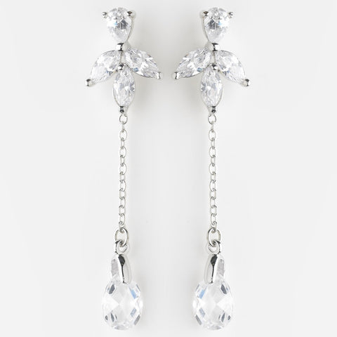 Silver Clear Swarovski & CZ Crystal Dangle Drop Bridal Wedding Earrings 9953