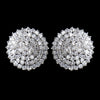 Antique Silver Clear CZ Crystal Round Bridal Wedding Earrings 9966