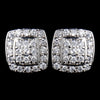 Solid 925 Sterling Silver Pave Square CZ Crystal Bridal Wedding Earrings 9989