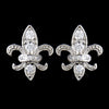 Solid 925 Sterling Silver Clear CZ Crystal Fleur De Lis Bridal Wedding Jewelry Set 9991
