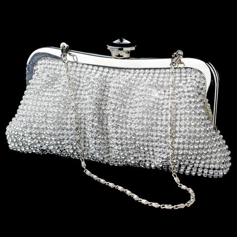 Silver Clear Crystal Bridal Wedding Evening Bag 331