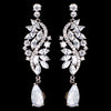 Rhodium Silver Marquise Dangle Bridal Wedding Earrings 3902