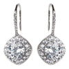 Rhodium Silver Round Pave CZ Dangle Bridal Wedding Earrings 3907