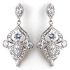 Rhodium Silver Vintage CZ Dangle Bridal Wedding Earrings 3908