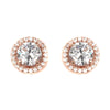 Rose Gold Clear CZ Crystal Pendent Bridal Wedding Necklace 82073 & Stud Earrings 8845 Jewelry Set