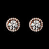 Rose Gold Clear Mini Pave Round CZ Stud Bridal Wedding Earrings 8845