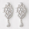 Rhodium Clear Marquise & Teardrop CZ Drop Bridal Wedding Earrings 9219