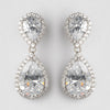 Rhodium Silver Teardrop CZ Bridal Wedding Earrings 9729