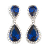 Rhodium Sapphire CZ Crystal Bridal Wedding Necklace 9729 & Drop Earrings 9729 Jewelry Set
