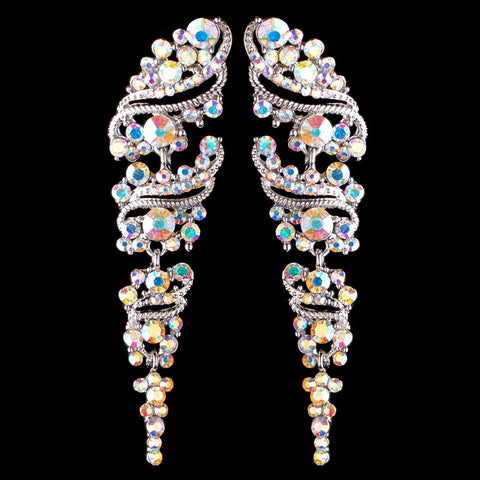 Rhodium AB Vintage Grapevine Bridal Wedding Earrings 9883