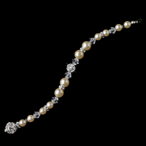 Silver Ivory Pearl & Swarovski Crystal Bead Jewelry Extender 8