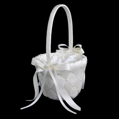 Hand Woven Rhinestone Bridal Wedding Flowergirl Basket Set 786