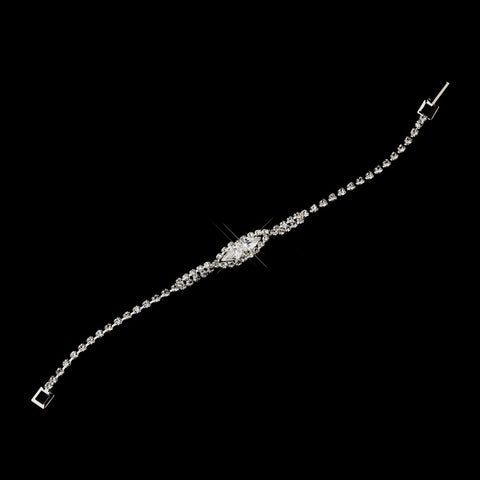 Silver Clear Teardrop Rhinestone Bridal Wedding Bracelet 1051