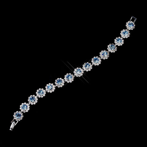 Silver Aqua Round Rhinestone Bridal Wedding Bracelet 2614