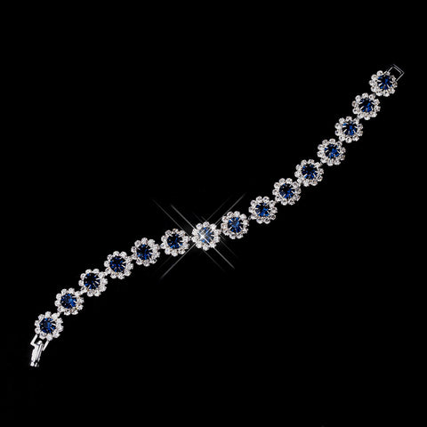 Silver Navy Round Rhinestone Bridal Wedding Bracelet 2614