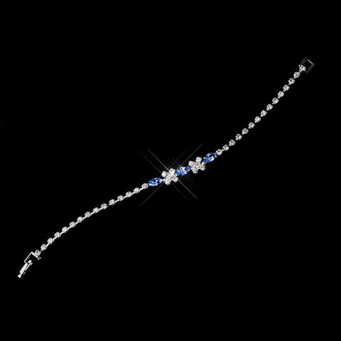 Silver Light Blue & Clear Marquise Rhinestone Bridal Wedding Bracelet 3995