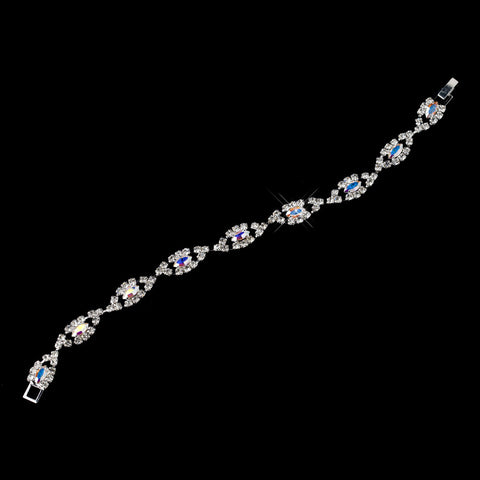 Silver AB & Clear Marquise Rhinestone Bridal Wedding Bracelet 4054