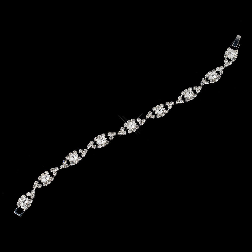 Silver Clear Marquise Rhinestone Bridal Wedding Bracelet 4054