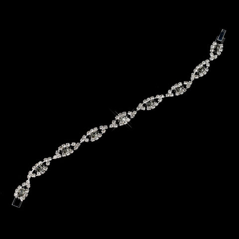 Silver Smoked & Clear Marquise Rhinestone Bridal Wedding Bracelet 4054