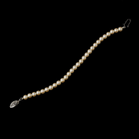 Silver Ivory Pearl Bridal Wedding Bracelet 6034