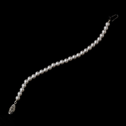 Silver White Pearl Bridal Wedding Bracelet 6034