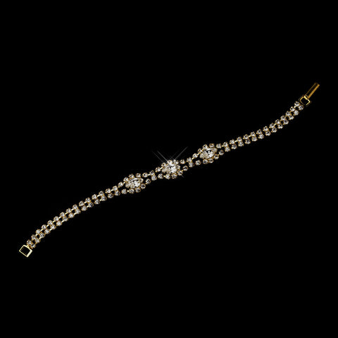 Gold Clear Marquise Rhinestone Bridal Wedding Bracelet 8154