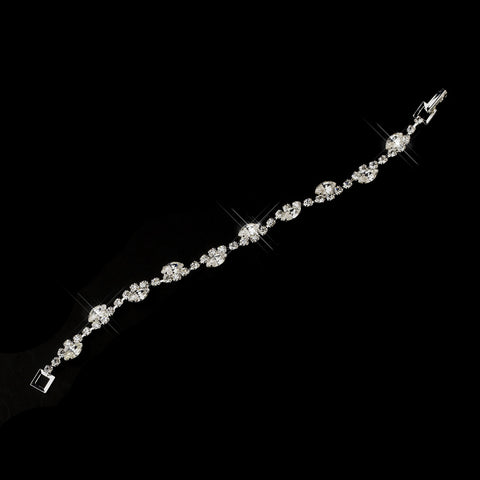Silver Clear & Clear Marquise Rhinestone Bridal Wedding Bracelet 9344