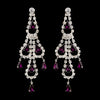 Silver Amethyst & Clear Teardrop Rhinestone Chandelier Bridal Wedding Earrings 0106