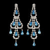 Silver Aqua & Clear Teardrop Rhinestone Chandelier Bridal Wedding Earrings 0106