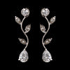Silver Clear Teardrop CZ Crystal Vine Drop Bridal Wedding Earrings 0116