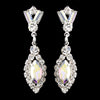 Silver AB & Clear Marquise Baguette Round Rhinestone Drop Bridal Wedding Earrings 0124