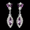 Silver Light Amethyst & Clear Marquise Baguette Round Rhinestone Drop Bridal Wedding Earrings 0124