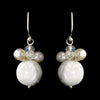 Silver Freshwater Coin Pearl & AB Swarovski Crystal Bead Hook Bridal Wedding Earrings 0126