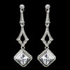 Antique Silver Clear CZ Crystal & Rhinestone Drop Bridal Wedding Earrings 0361