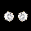 Gold Clear CZ Crystal Stud Bridal Wedding Hair Clipped Bridal Wedding Earrings 0525