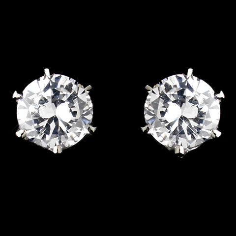 Silver Clear CZ Crystal Stud Bridal Wedding Hair Clipped Bridal Wedding Earrings 0525