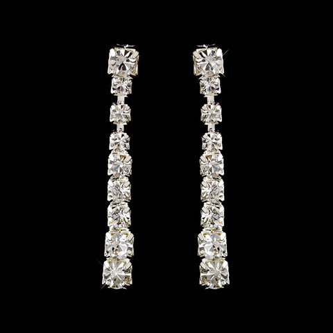Silver Clear Round Rhinestone Drop Bridal Wedding Earrings 0822