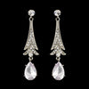 Silver Clear Teardrop CZ Crystal Drop Bridal Wedding Earrings 0983