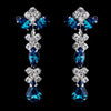 Silver Teal & Clear Round, Marquise, Teardrop Bridal Wedding Earrings 1007