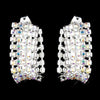 5-Row Convex Silver AB Rhinestone Hoop Bridal Wedding Earrings 1168